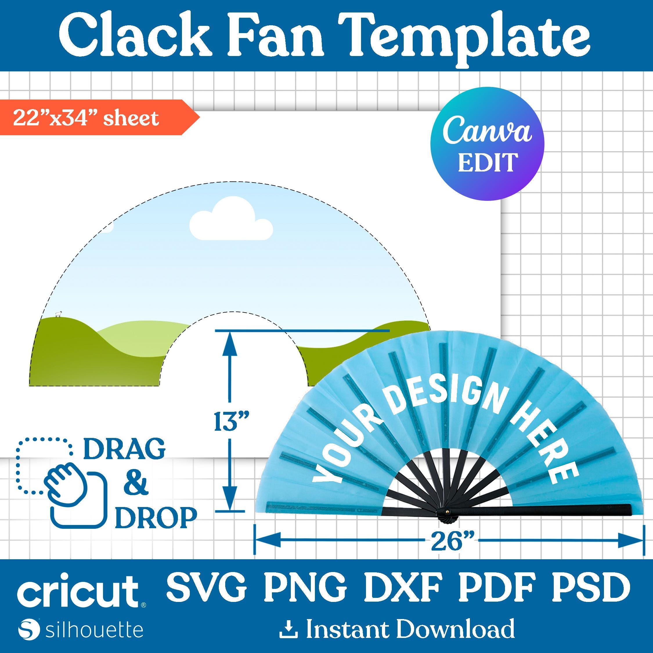 Clack Fan Template, Chinese Fan Template, Festival Hand Fan, Sublimation Fan Template, Sublimation Template, Printable, DIY, Canva Editable