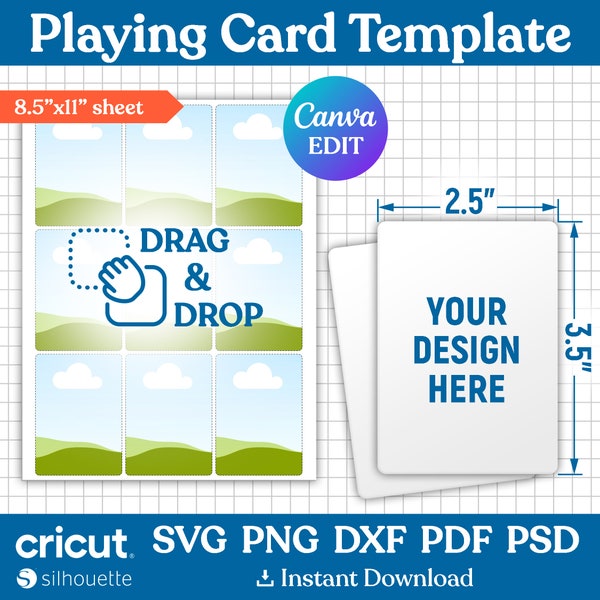 Blank Playing Card Template, Poker Card Template Svg, Editable Trading Card Template, Card Sublimation, DIY Playing Card, Canva Editable