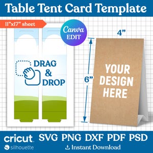 Tent Card Template, Food Label Card, Food Card Tent Signs, Folded Note Card Template, Shower Food, Place Card Template, DIY, Canva Editable