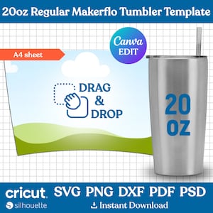 Tumbler Vorlage svg, 20oz reguläre Tumbler-Vorlage, 20oz Tumbler Blank-Vorlage, Tumbler Sublimationsvorlage, Full Wrap, Canva bearbeitbar