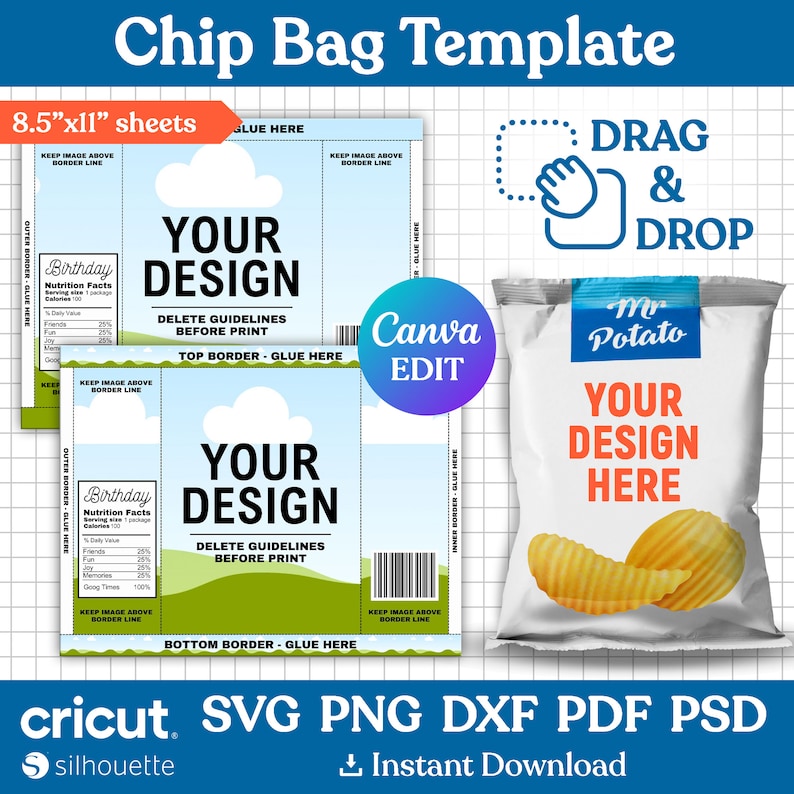 Chip Bag Template, Blank Chip Bag, Chip Bag Label, Party Chip Bag, Chip Chip Bag Template, Blank Chip Bag, Chip Bag Label, Party Chip Bag, Chip