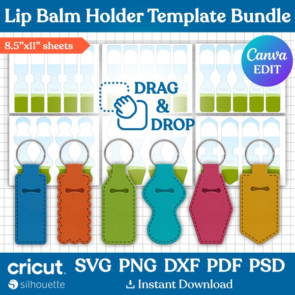 Lip Balm Holder Keychain Template, Lip Balm Blank Template, Chapstick Holder, Keychain Template, Lip Balm Sublimation, svg, Canva Editable