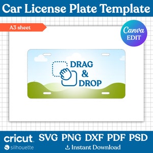 Modelo de placa de carro, modelo de sublimação de placa de carro, modelo de moldura de placa de carro, Svg de placa de carro, png, Canva editável