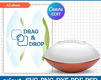 Football Panel Template Svg, Football Panel Blank Template, Custom Football Ball Wrap, Football Ball Panel Template, DIY, Canva Editable