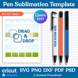 Pen Wrap Template, Pen Sublimation Template, Pen Wrapper Template, Sublimation Pen Template, Pen svg, Pen Wrap Size, png, Canva Editable