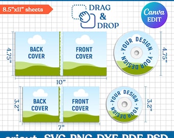 CD Cover & Case Template, Cd Case Insert Template, Cd Jewel Case Template, Cd Cover Insert, Custom Cd Cover Case, Printable, Canva Editable