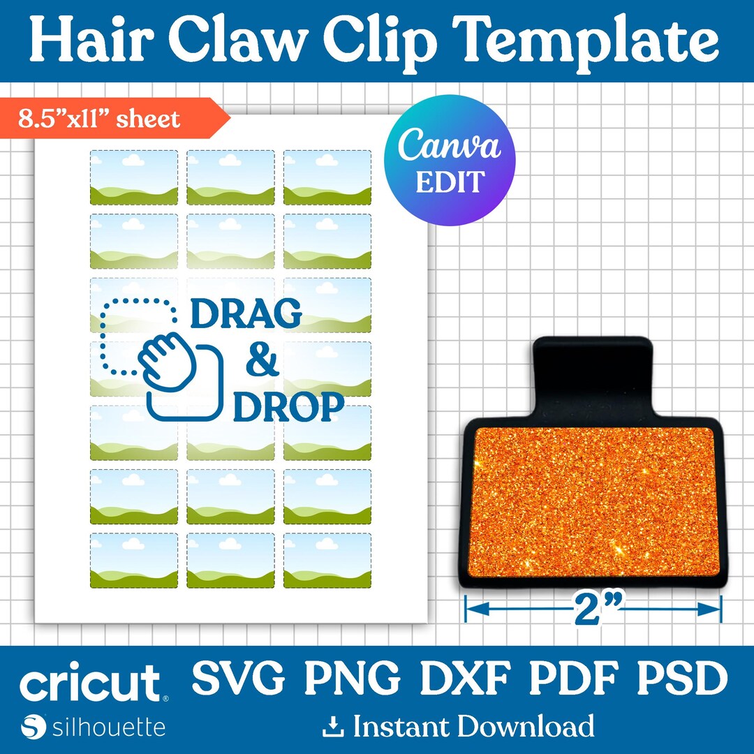 Small Hair Claw Clip Template, Hair Claw Clip Sublimation Template ...