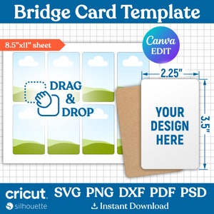 Leere Spielkartenvorlage, Brücke Kartenvorlage svg, bearbeitbare Sammelkartenvorlage, Kartensublimation, DIY Spielkarte, Canva bearbeitbar