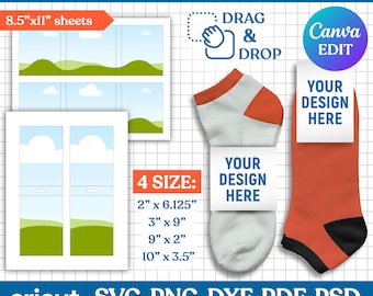 Socks Tag Template, Socks Wrap Label Template, Sock Wrapper Template Svg, Cotton Socks Label, Socks Fold Label, Party Favor, Canva Editable