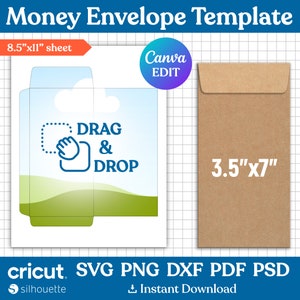 Geld Umschlag Vorlage, Geldhalter, Geld Umschlag svg, Budget Umschlag, Bargeld Umschlag leer, bedruckbar, Geschenkumschlag, Canva bearbeitbar