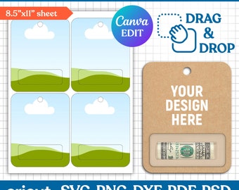 Money Holder Card Template, Money Card Svg, Money Holder Svg, Money Card Holder Svg, Money Gift Card Holder, Printable, Canva Editable