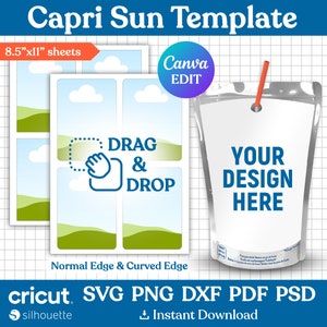 Modello Capri Svg, Modello vuoto Capri Sun, Etichetta per bustina di succo, Etichetta per festa di succo, Etichetta Capri personalizzata, Bomboniera per festa di compleanno, Canva modificabile