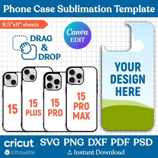 Phone Case 15 Template, 15 Pro Case Sublimation Template, 15 Pro Max Template, 15 Plus Case Template, Phone Case Template, Canva Editable
