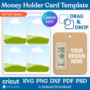 Modello di carta porta soldi, carta denaro Svg, porta soldi Svg, porta carta soldi Svg, porta carta regalo denaro, stampabile, Canva modificabile