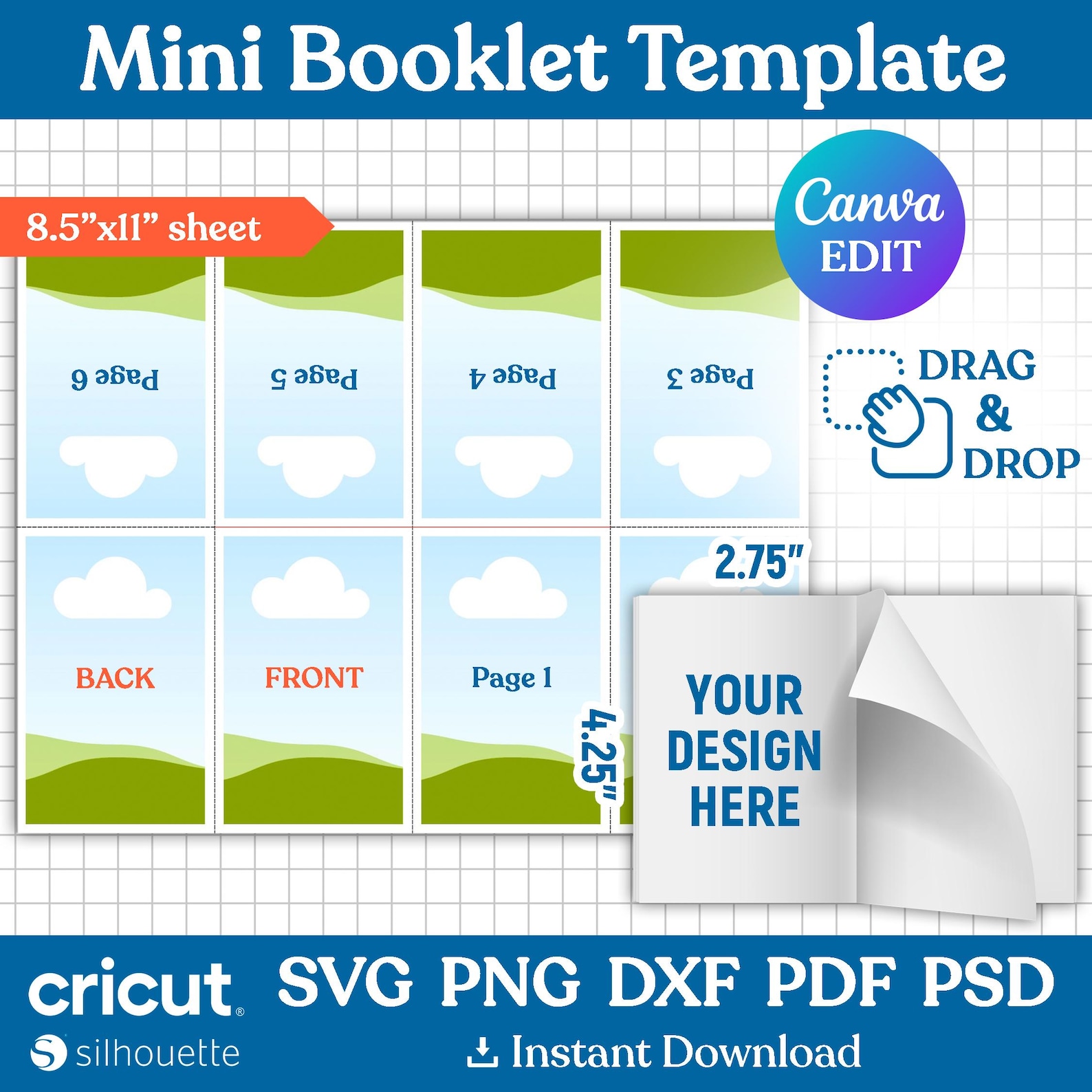 Booklet Template, Mini Coloring Book Template, Fold Book Template