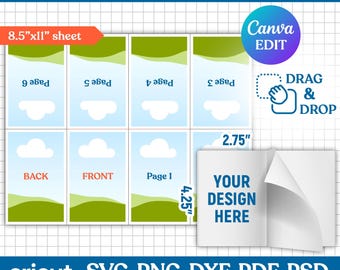 Booklet Template, Mini Coloring Book Template, Fold Book Template, Custom Colouring Book, Booklet for Kids, DIY, Printable, Canva Editable