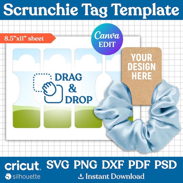 Scrunchie Tag Template, Scrunchie Tag Svg, Scrunchie Label Template, Printable Label, Scrunchie Holder, Scrunchie Hang Tags, Canva Editable