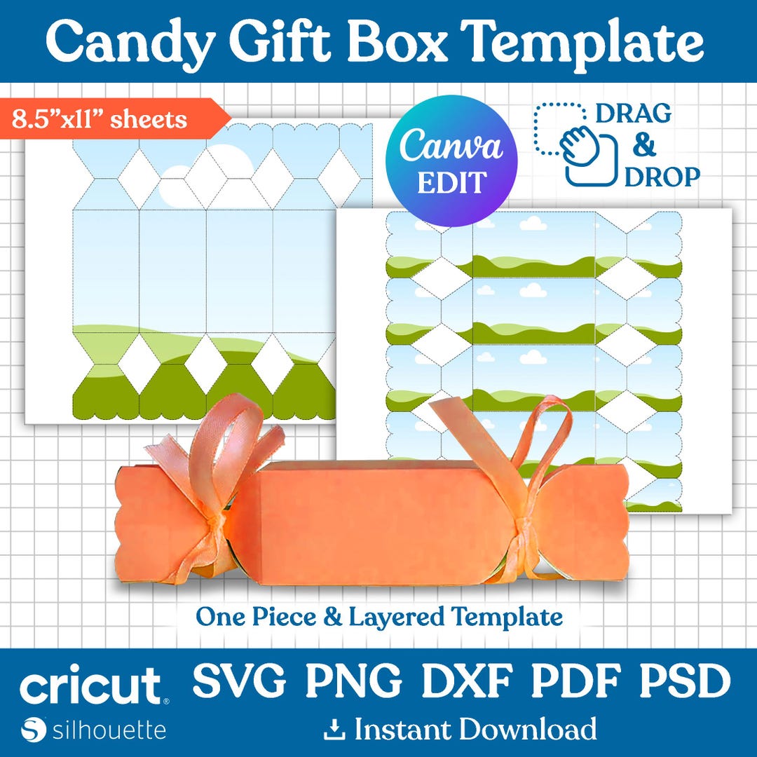Candy Box Template, Candy Shaped Box, Gift Box, Candy Gift Box Template ...