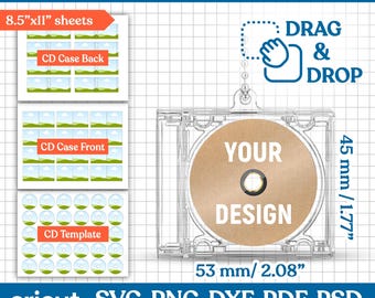 Mini Album CD Keychain Template, Jewel Case Insert, Cd Cover Template, Cd Keychain Template, Album Cover Keychain Template, Canva Editable