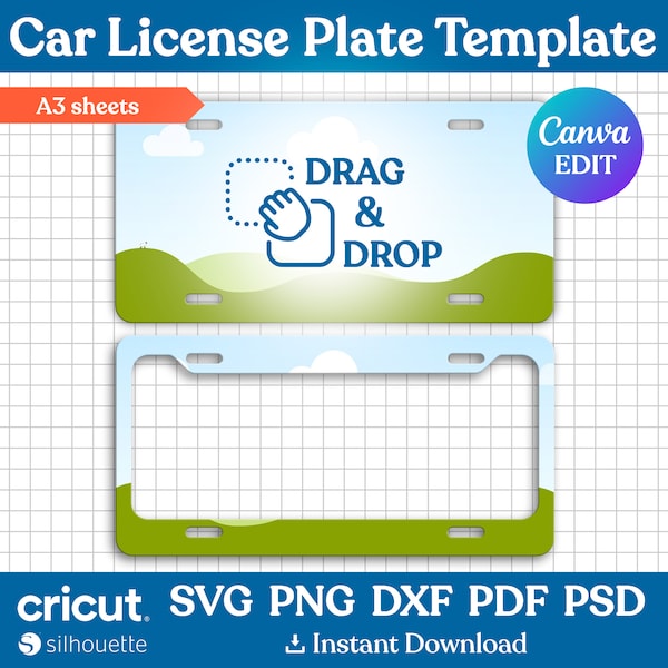 Car License Plate Template, Car License Plate Sublimation Template, Car License Plate Frame Template, License Plate Svg, png, Canva Editable