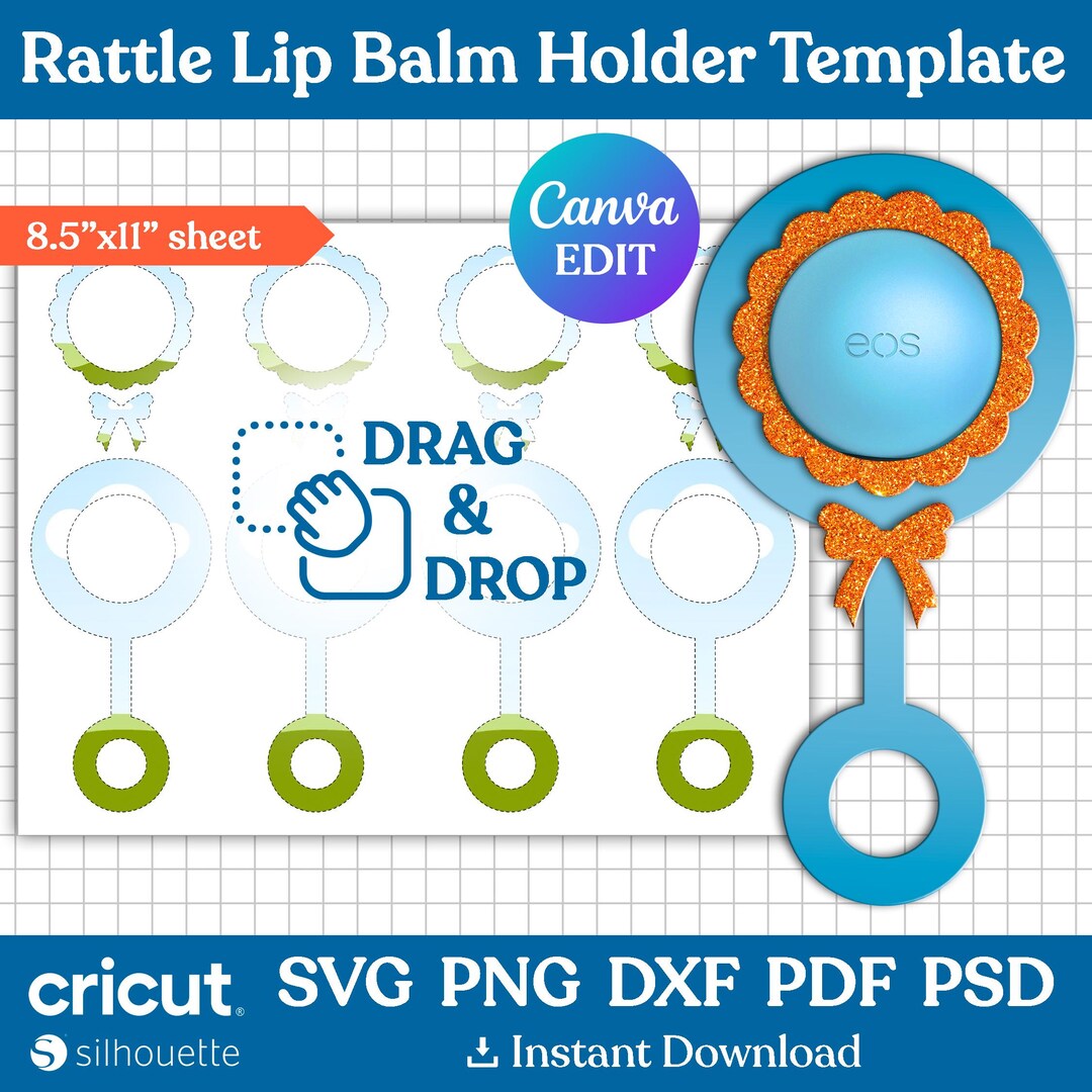 Editable Baby Rattle Rattles Lip Balm Holder Template, Baby Rattle Lip Balm Holder Template ...