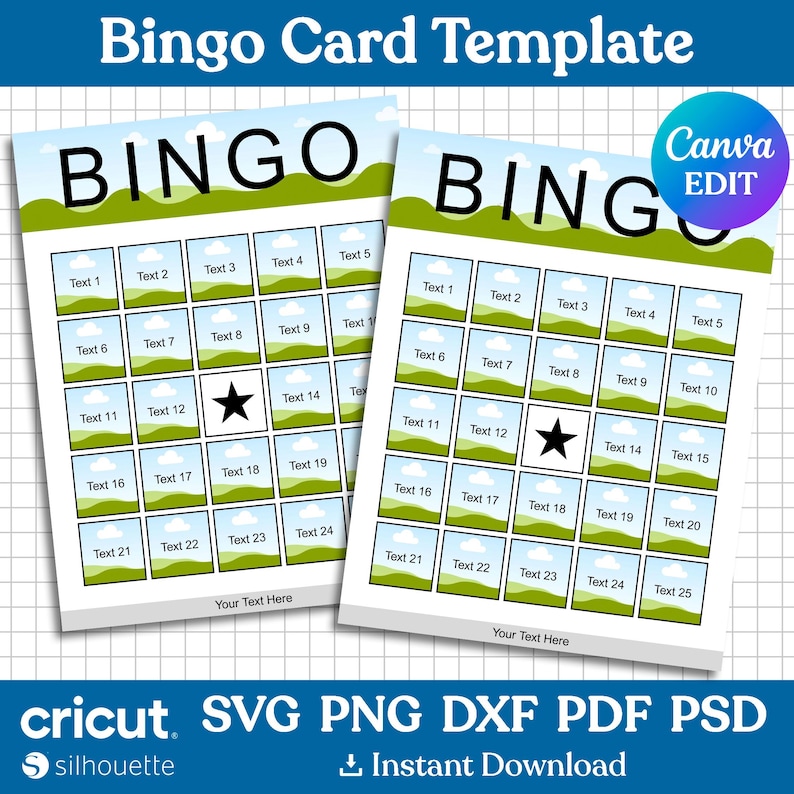 Bingo Card Template, Bingo Template, Custom Bingo, Bingo Canva Template ...