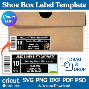Shoe Box Label Template, Shoe Box Label Svg, Sneaker Box Label Template, Favor Box Label,  Editable Template, Printable, png, Canva Editable