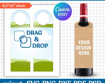750ml Wine Bottle Tag Template, Wine Gift Tag Template, Wine Tag Svg, Wine Bottle Favor Tags, Printable, Wedding, Birthday, Canva Editable