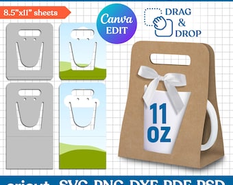 11oz Mug Holder Template, Mug Box Mold, Mug Holder Svg, Mug Box Svg, Mug Box Template, Mug Gift Box Template, Mug Packaging, Canva Editable