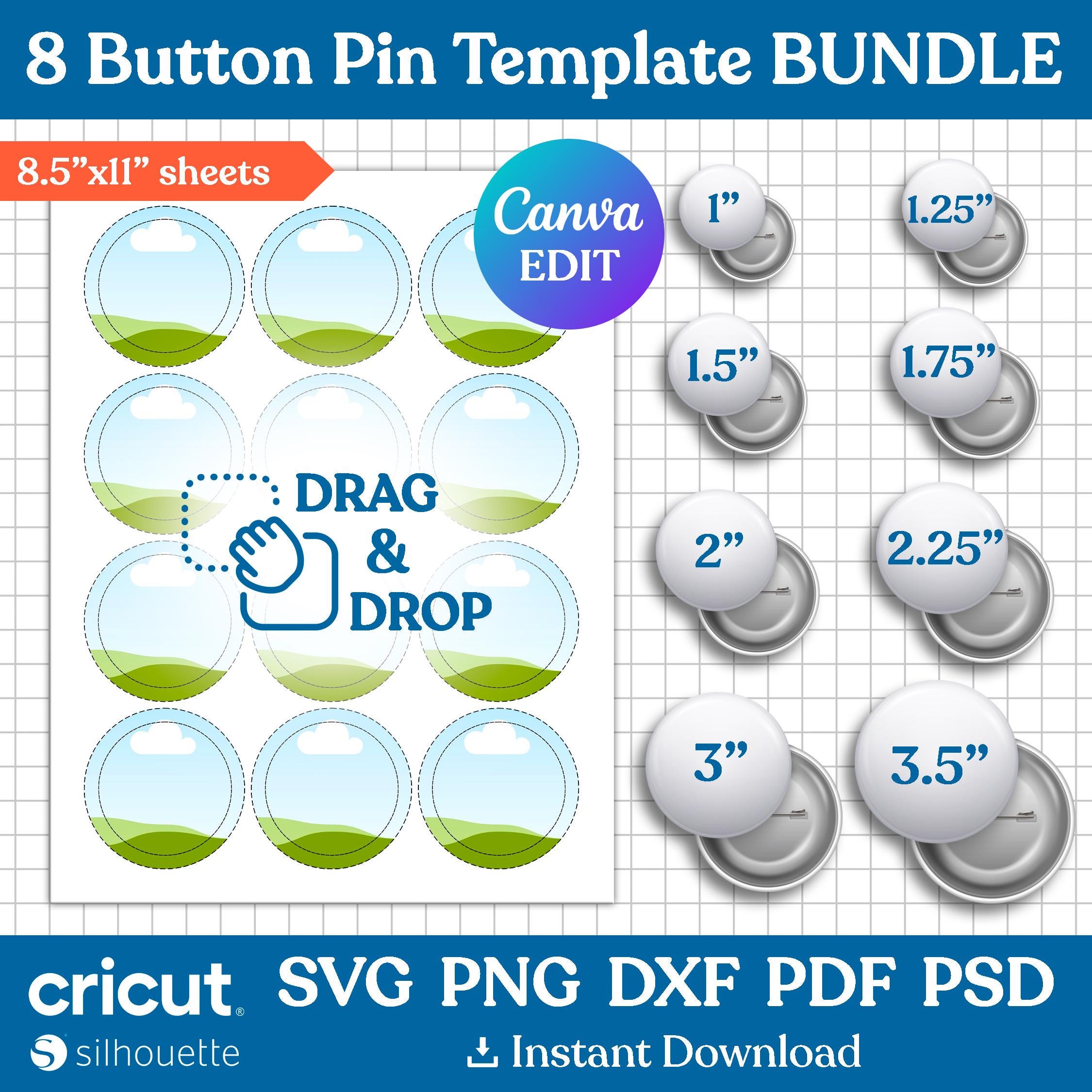 Button Pin Template BUNDLE, Button Pin Svg, Button Pin Blank ...