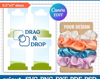 Scrunchie Display Card Template, Scrunchie Tag Template, Scrunchie Label Template, Scrunchie Holder, Scrunchie Hang Tags, Canva Editable