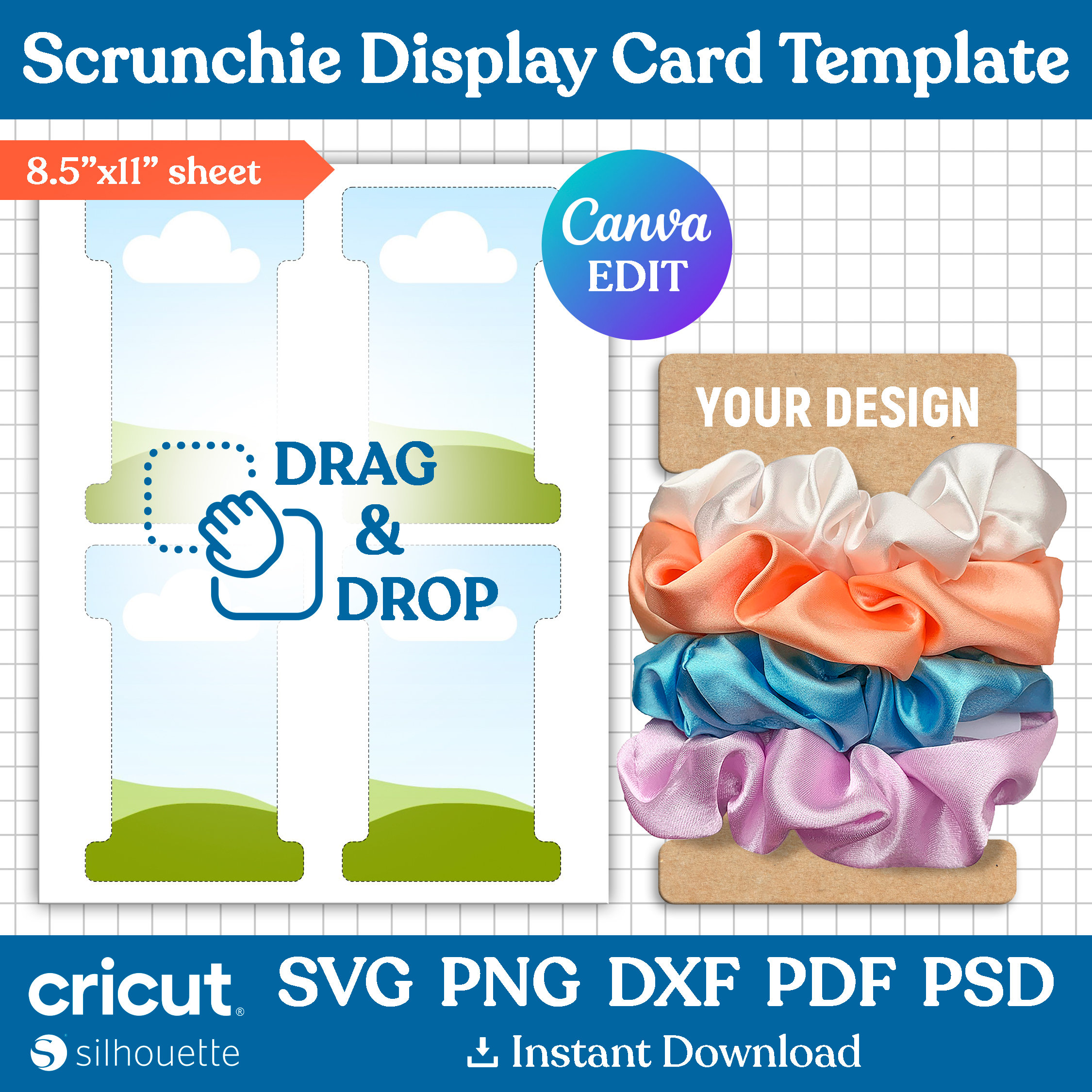 Scrunchie Card Scrunchie Display Card Template, Scrunchie Tag Template, Scrunchie ...