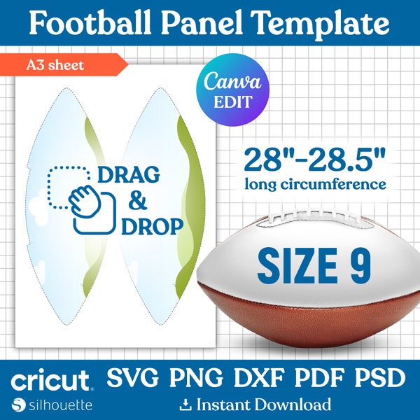 Football Panel Template, DIY Custom Photo Ball Wrap, Football Ball Leather Blank Template, Custom Football Panel Template, Canva Editable