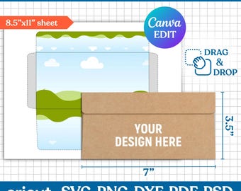 Money Envelope Template, Money Holder, Money Envelope Svg, Budget Envelope, Cash Envelope Blank, Printable, Gift Envelope, Canva Editable