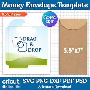 Geld Umschlag Vorlage, Geldhalter, Geld Umschlag svg, Budget Umschlag, Bargeld Umschlag leer, bedruckbar, Geschenkumschlag, Canva bearbeitbar