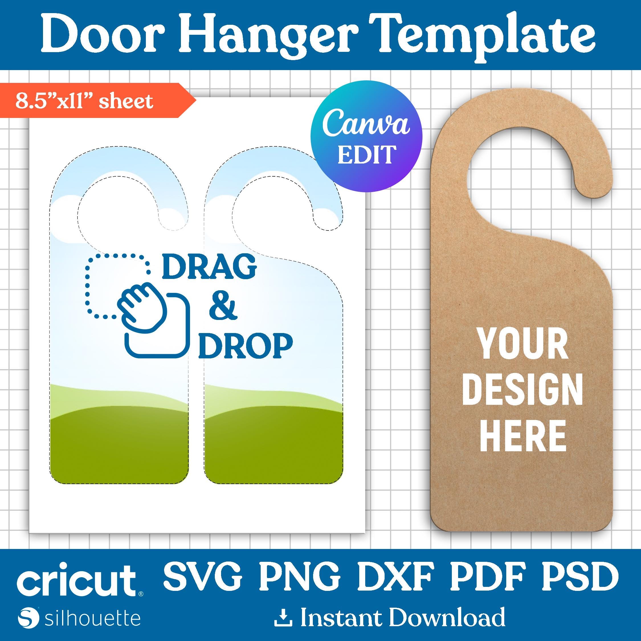 Door Hanger Template, Door Hanger Svg, Door Knob Hanger, Doorknob Hanging Sign, Sublimation Template, Cut File, Printable, Canva Editable
