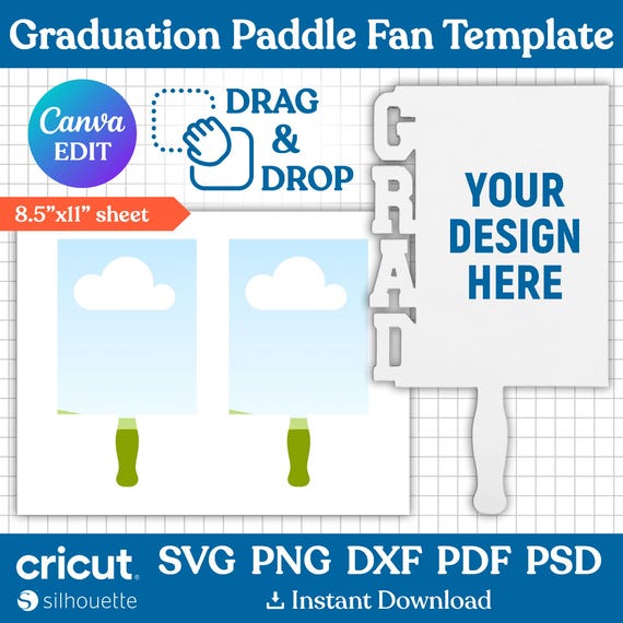 Grad Paddle Fan Template, Custom Grad Fan, Graduation Fan Template, Graduation Centerpiece Svg, Grad 2025, Sublimation Template, Canva Edit