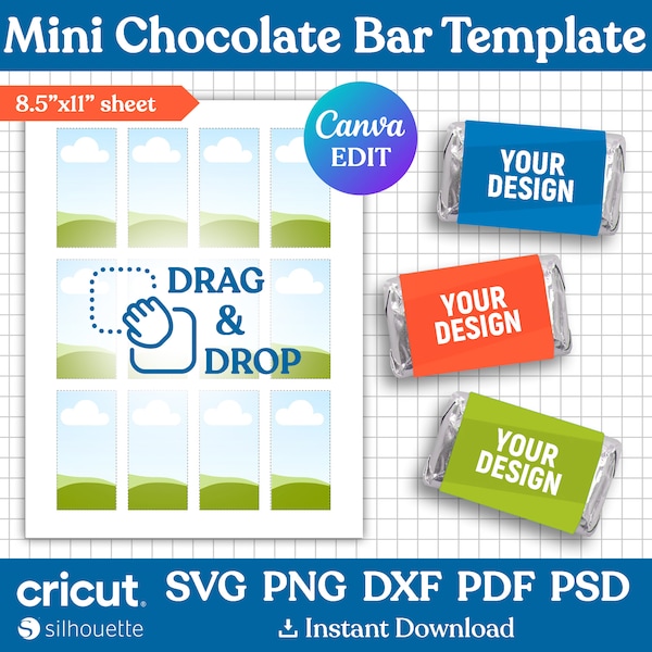 Mini Chocolate Wrapper Template, Candy Bar Wrapper Svg, Mini Candy Bar Labels, Party Favor Template, Custom Chocolate, png, Canva Editable