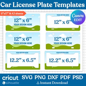 Car License Plate Templates, Car License Plate Sublimation Template, Car License Frame Template, License Plate Template, DIY, Canva Editable