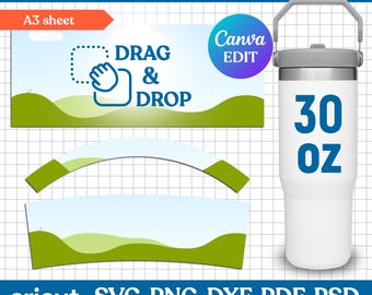 30oz Tumbler Template, Flip Straw 30oz Tumbler Wrap Template, 30oz Quencher Template, Tumbler Sublimation, Tumbler Template Svg, Canva Edit