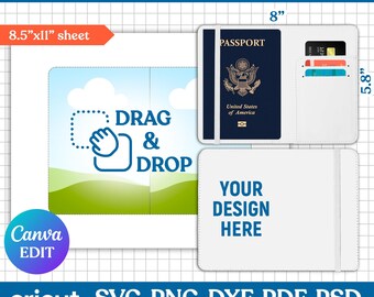 Passport Cover Sublimation Template, Passport Holder Cover Template, Passport Holder Template, Passport Cover Template, DIY, Canva Editable