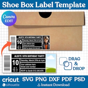 Shoe Box Label Template, Shoe Box Label Svg, Sneaker Box Label Template, Favor Box Label,  Editable Template, Printable, png, Canva Editable
