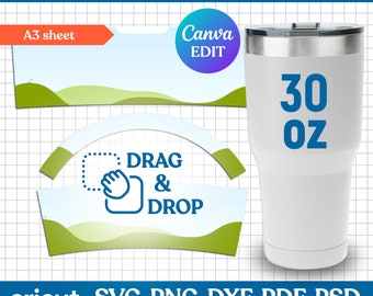 Tumbler Template Svg, 30oz Tumbler Template, Tumbler Full Wrap, Blank Template, Tumbler Sublimation Template, png, dxf, psd, Canva Editable