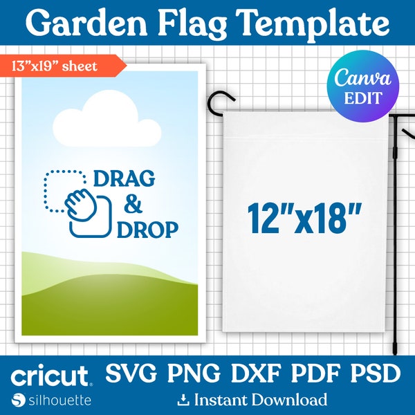 12"x18" Garden Flag Template, Blank Garden Flag Template, Sublimation Flag Template, Garden Flag Editable, Garden Banner, Canva Editable