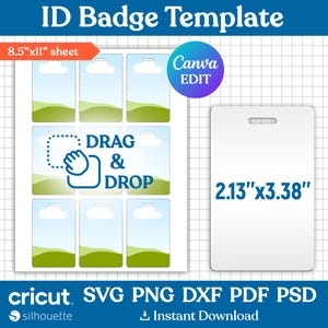 ID Badge Template, Badge Template, Name Badge Template, Staff Badge, Office Badge, ID Tag Template, Id Card, Printable, DIY, Canva Editable