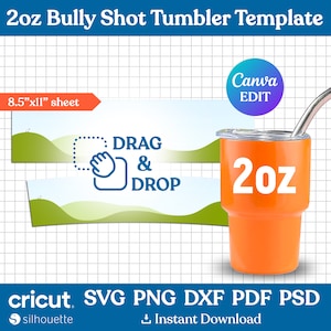 2oz Shot Glass Tumbler Template, Bully Shot Wrap Tumbler Template, Mini Tumbler Template, Shot Glass Tumbler Template, svg, Canva Editable