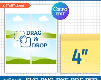 4" Sticky Note, Sticky Note Template, Custom Sticky Notes, Note Page, Note Template, Sticker for Planner, Printable, DIY, Canva Editable