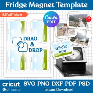 65mmx90mm Fridge Magnet Template, Magnet Maker Template, Magnet Machine Template, Landscape Magnet Template, Printable, DIY, Canva Editable