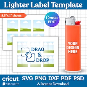 Lighter Label Template Svg, Lighter Wrapper Template, Lighter Label Full Wrap, Sublimation Template, Best Gift for Him, png, Canva Editable