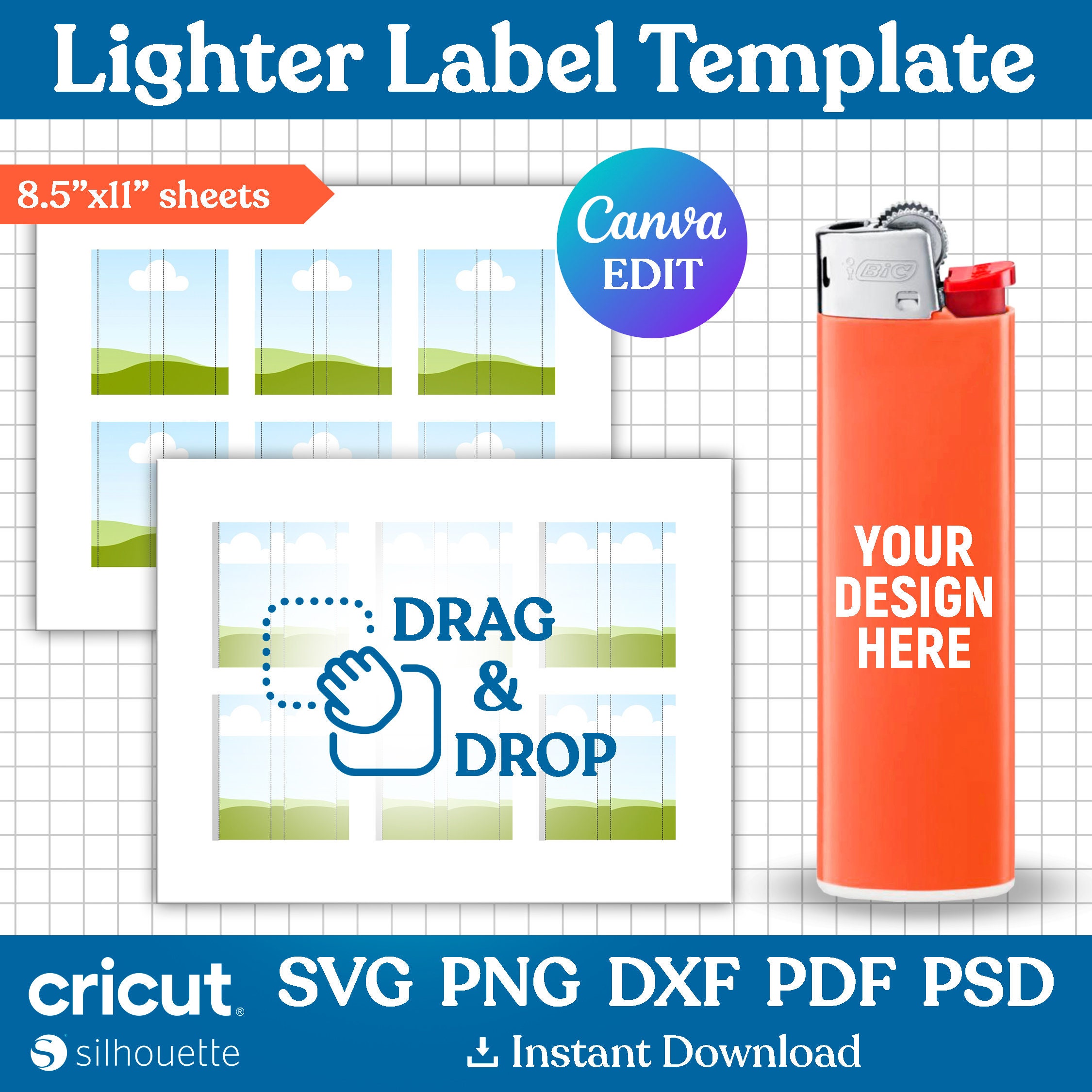 Lighter Label Template Svg, Lighter Wrapper Template, Lighter Label Full Wrap, Sublimation Template, Best Gift for Him, png, Canva Editable
